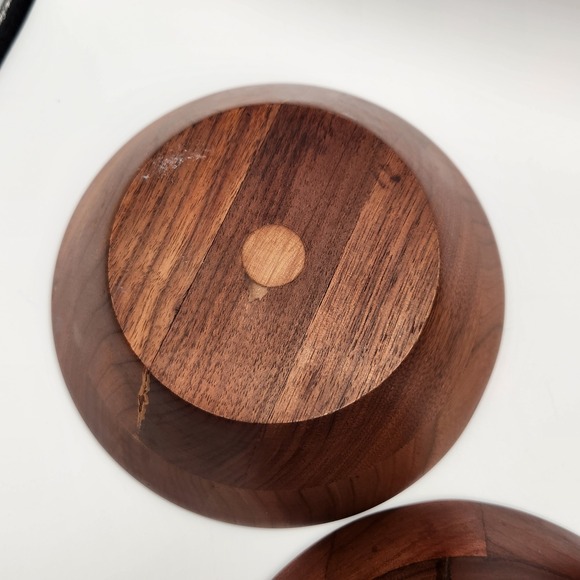 Vintage Walnut Wood Salad Bowls set of five - Picture 8 of 12